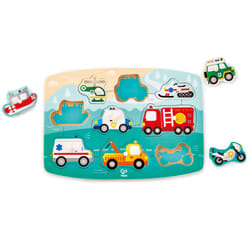 Hape Emergency Peg Puzzle Contour pour puzzle 10 pièce(s) Véhicules