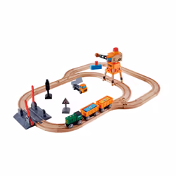 Hape CROSSING &amp; CRANE SET, Train et jeu de piste, 3 an(s), Multicolore