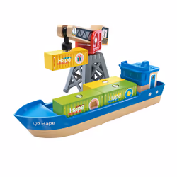 Hape E3792, Bateau, Cargo ship & crane, 3 an(s), Multicolore, Plastique, Bois
