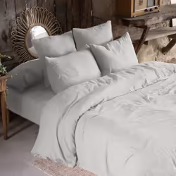 Planete Discount PD15778, Gris, Gris Clair, Lavage en machine, 40 °C, Oeko-Tex, 240 x 260 cm