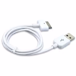 Dexim DWA008-W, Blanc, USB A, Apple 30-pin, Mâle, Mâle, Mâle/Mâle