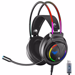 Casque gamer - AULA - S501 - Éclairage RGB - Microphone HD - Design léger - Noir