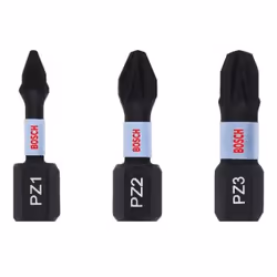 Peu de tournevis Bosch Impact Control; PZ1/2/3; 25 mm; 3 unités