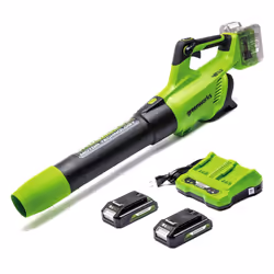 Souffleur de feuilles sans fil Greenworks GD24X2ABK2X; 48 V; 2x2,0 Ah accu.
