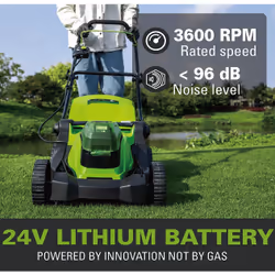 Greenworks 2516107 tondeuse à gazon Marcher derrière un tracteur tondeuse Batterie Noir, Vert