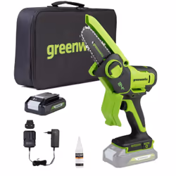 Tronçonneuse Greenworks G24MCS10K2; 24 V; 1x2,0 Ah accu.