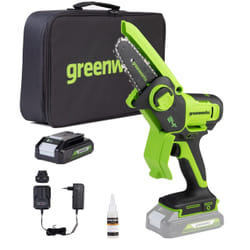 Tronçonneuse Greenworks G24MCS10K2; 24 V; 1x2,0 Ah accu.