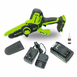 Tronçonneuse Greenworks G24MCS10K2; 24 V; 1x2,0 Ah accu.