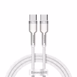 Baseus 6953156202375, 2 m, USB C, USB C, USB 2.0, 480 Mbit/s, Argent, Blanc