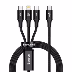 Baseus Rapid 3-in-1, 1,5 m, USB A, USB C/Micro USB A/Lightning, 480 Mbit/s, Noir