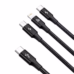 Baseus Rapid 3-in-1 câble USB 1,5 m USB A USB C/Micro USB A/Lightning Noir