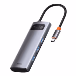 Baseus Metal Gleam, USB 3.2 Gen 1 (3.1 Gen 1) Type-C, 100 W, Gris, 4K Ultra HD, 60 Hz, HDMI, USB 2.0, USB 3.2 Gen 1 (3.1 Gen  ...