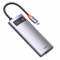 Baseus Metal Gleam, USB 3.2 Gen 1 (3.1 Gen 1) Type-C, 100 W, 10,100,1000 Mbit/s, Gris, 4K Ultra HD, 30 Hz