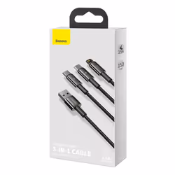 Baseus Tungsten Gold 3-in-1 câble USB 1,5 m USB 2.0 USB A USB C/Micro USB A/Lightning Noir - Vue supplémentaire 10