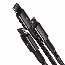 Baseus Tungsten Gold 3-in-1 câble USB 1,5 m USB 2.0 USB A USB C/Micro USB A/Lightning Noir