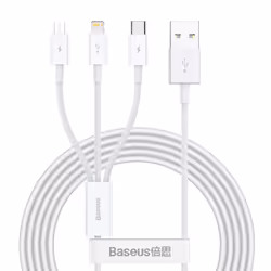 Baseus Superior, 1,5 m, USB A, USB C/Micro USB A/Lightning, USB 2.0, 480 Mbit/s, Blanc