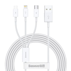 Baseus Superior câble USB 1,5 m USB 2.0 USB A USB C/Micro USB A/Lightning Blanc
