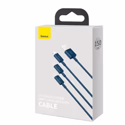 Baseus CAMLTYS-03, 1,5 m, USB A, USB C/Micro-USB B/Lightning, 480 Mbit/s, Bleu
