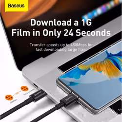 Baseus CATYS-C01 câble USB 2 m USB C Noir