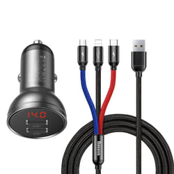 Baseus AB2XUSBAKBK chargeur d'appareils mobiles Universel Noir, Gris Allume-cigare Auto