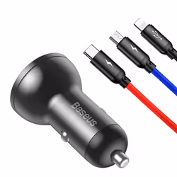 Baseus AB2XUSBAKBK chargeur d'appareils mobiles Universel Noir, Gris Allume-cigare Auto