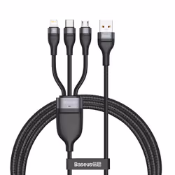 Baseus Zinc Magnetic Safe, Noir, Gris, USB A, Lightning + micro-USB B + USB C, 1,2 m, Mâle, Mâle