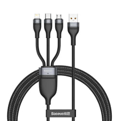 Baseus Zinc Magnetic Safe câble de téléphone portable Noir, Gris 1,2 m USB A Lightning + micro-USB B + USB C