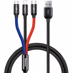 Baseus CAMLT-ASY01, 0,3 m, USB A, USB C/Micro USB A/Lightning, Noir