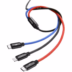 Baseus CAMLT-ASY01 câble USB 0,3 m USB A USB C/Micro USB A/Lightning Noir