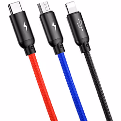 Baseus CAMLT-ASY01 câble USB 0,3 m USB A USB C/Micro USB A/Lightning Noir