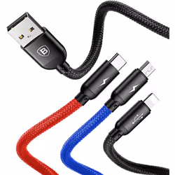 Baseus CAMLT-ASY01 câble USB 0,3 m USB A USB C/Micro USB A/Lightning Noir - Vue supplémentaire 5