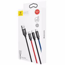 Baseus CAMLT-ASY01 câble USB 0,3 m USB A USB C/Micro USB A/Lightning Noir - Vue supplémentaire 9