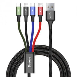 Baseus KB2L435A12BK câble de téléphone portable Noir, Bleu, Vert, Rouge 1,2 m USB A 2 x Lightning + micro-USB B + USB C