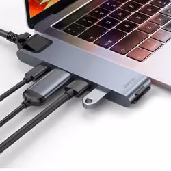Baseus CAHUB-L0G station d'accueil Thunderbolt 3 Noir, Argent