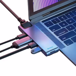 Baseus CAHUB-L0G station d'accueil Thunderbolt 3 Noir, Argent