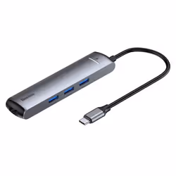 Baseus CAHUB-J0G, USB 3.2 Gen 1 (3.1 Gen 1) Type-C, 100,1000 Mbit/s, Noir, Argent, HDMI, RJ-45, USB 3.2 Gen 1 (3.1 Gen 1) Typ ...