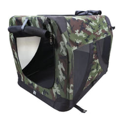 M Pets - Caisse de transport comfort crate l - Camouflage - Pliable - Cadre métallique - Grilles d'aération