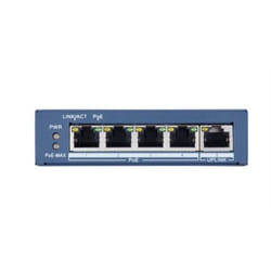 Hikvision DS-3E0505P-E commutateur réseau Non-géré Gigabit Ethernet (10/100/1000) Connexion Ethernet, supportant l'alimentation via ce port (PoE) Bleu