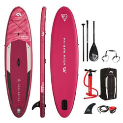 Stand Up Paddle gonflable AQUA MARINA Coral 102 - 310x79x12cm - charge max 105kg - couleur rose - Dropstitch