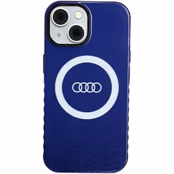 Coque rigide - AUDI - IML Big Logo - iPhone 15 - Bleu - Motif décailles expressif
