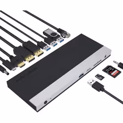 Dock USB C WAVLINK Stations daccueil pour Ordinateur Portable Triple écran 4K avec Charge PD 100W HDMI 2 DisplayPort Ethernet ...