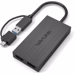 Adaptateur USB 3.0 vers Dual HDMI - WAVLINK - 4K30HZ - Double affichage - Compatible Windows/Mac