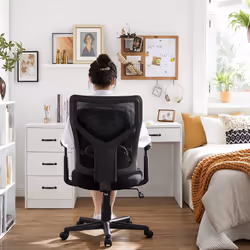 Songmics OBN36BK chaise et fauteuil de bureau Siège rembourré Dossier grillagé