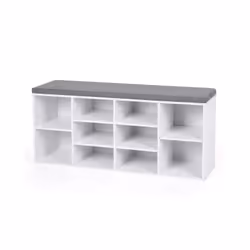 Vasagle ULHS10WT, Etagère modulable, Autonome, Tableau à particules, Gris, Blanc, Couloir, Armoire, 150 kg