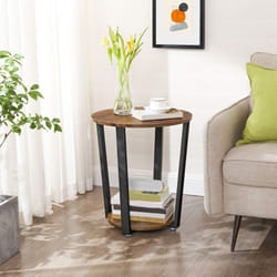 Songmics - vasagle Table d'Appoint, Table Ronde, Bout de Canapé de Style Industriel, Montage Facile, Armature en Fer, pour Salon, Chambre, Stable,
