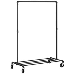 SONGMICS Porte-vêtement à roulettes Charge 90 kg Une barre métallique Étagère robuste pour la chambre et la buanderie Noir