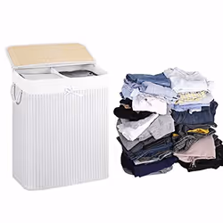 Songmics LCB64WT panier à linge Bambou, Coton Blanc - Vue supplémentaire 5