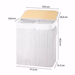 Songmics LCB64WT panier à linge Bambou, Coton Blanc - Vue supplémentaire 6