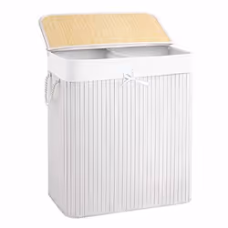 Songmics LCB64WT panier à linge Bambou, Coton Blanc - Vue supplémentaire 7