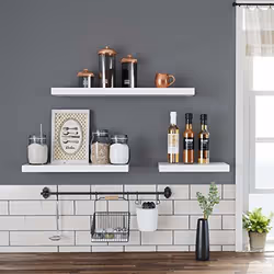 Songmics LWS26WT étagères Tablette flottante Mural Fer, Panneaux MDF Blanc
